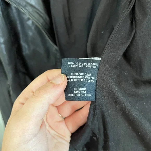 Cole Haan Leather Moto Jacket in Black Size Small